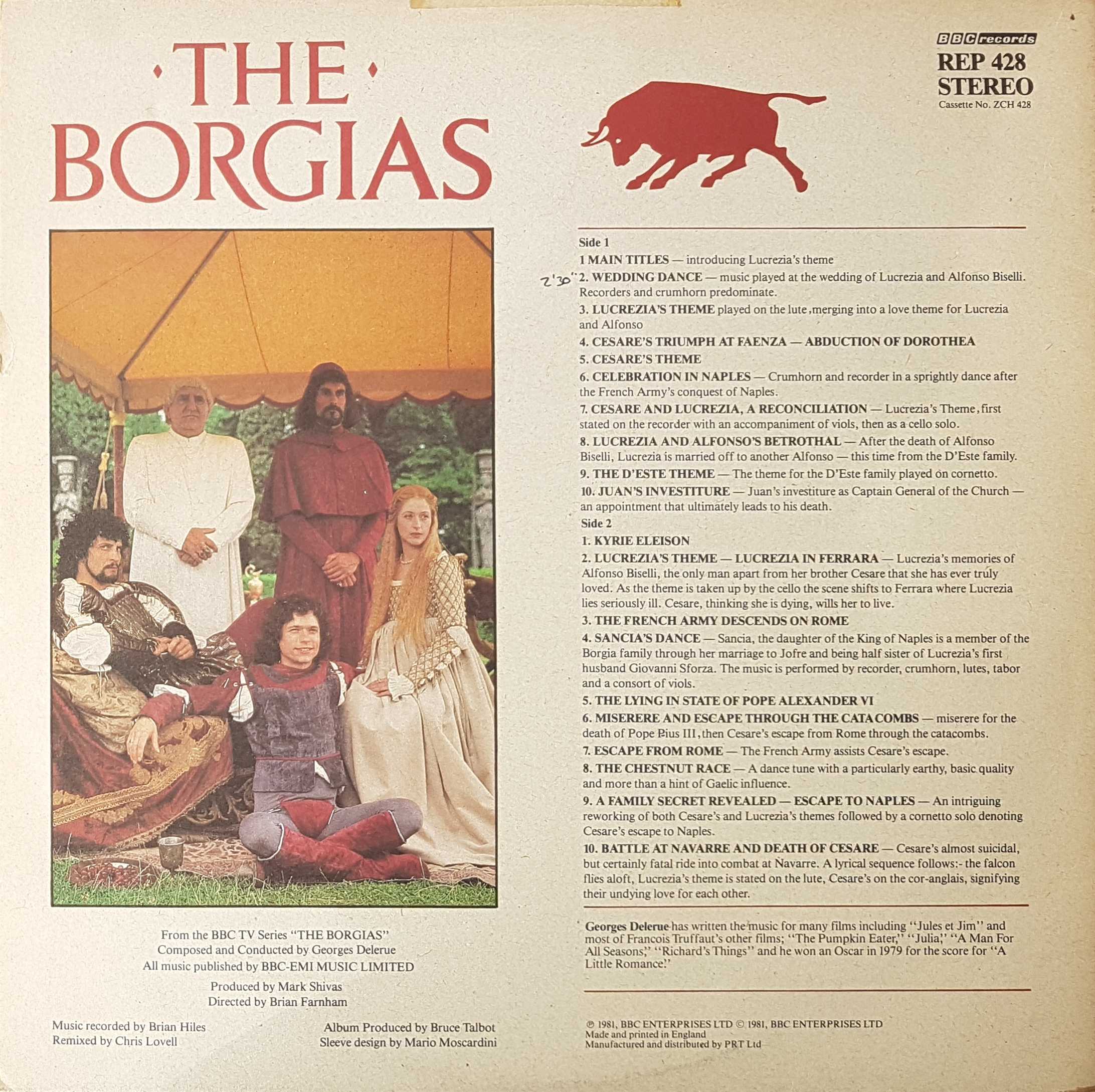 Picture of REP 428 Borgias by artist George Delerue from the BBC records and Tapes library